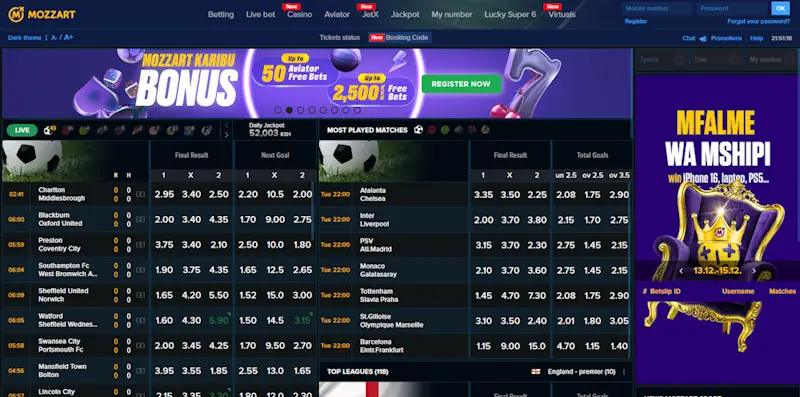 MozzartBet Sportsbook Screenshot